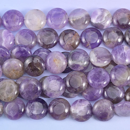 Amethyst Smooth Coin Beads Size 15mm Jewelry Making 15 Inch Strand