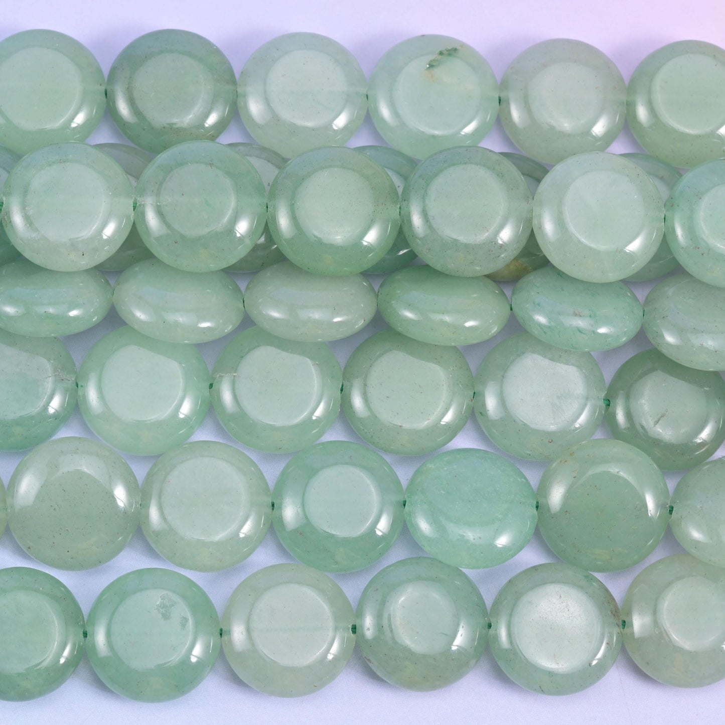 Green Aventurine Smooth Coin Beads Size 15mm Jewelry Making 15 Inch Strand