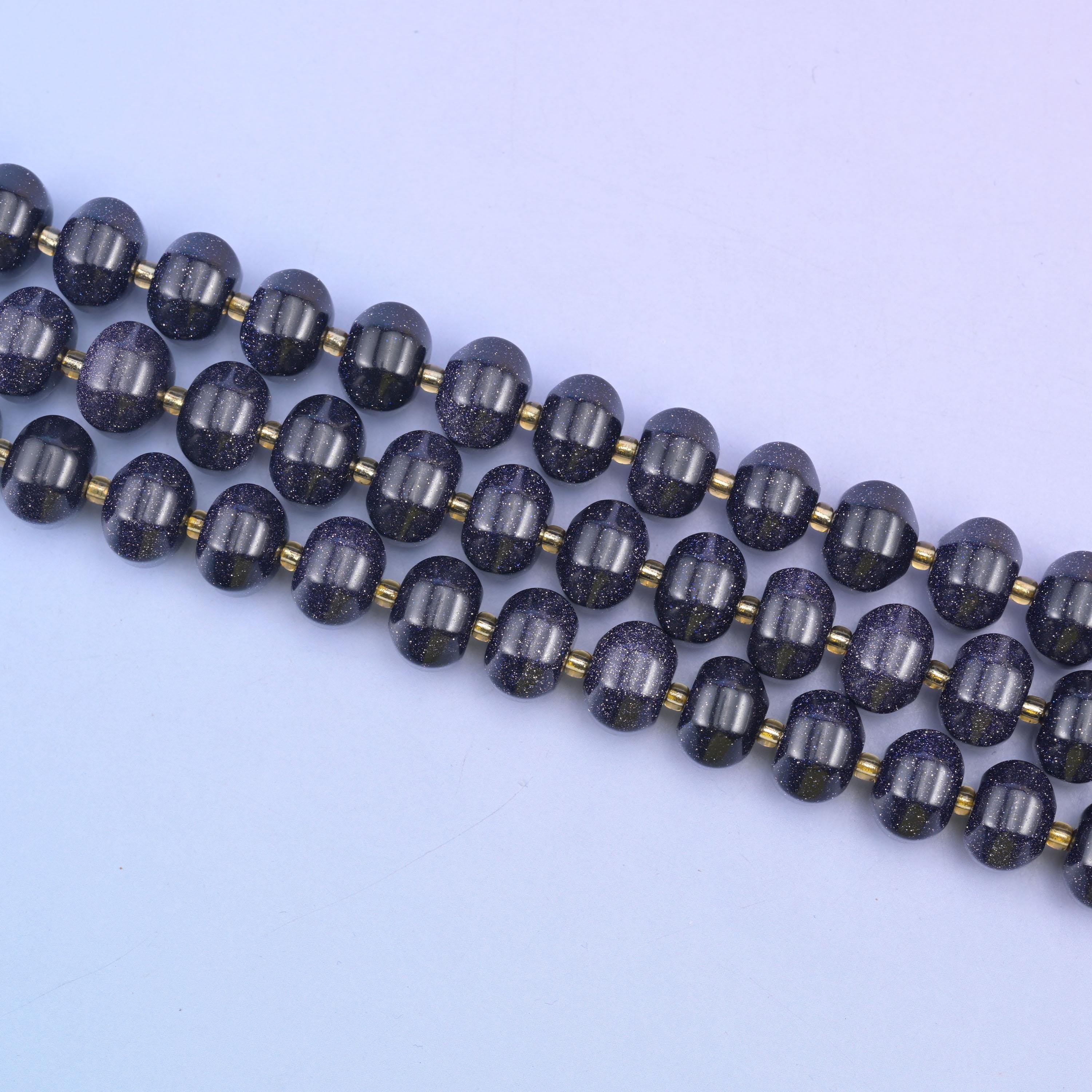 Blue Sandstone Pumpkin Rondelle Beads Jewelry Making Size 12x8mm 15" Strand
