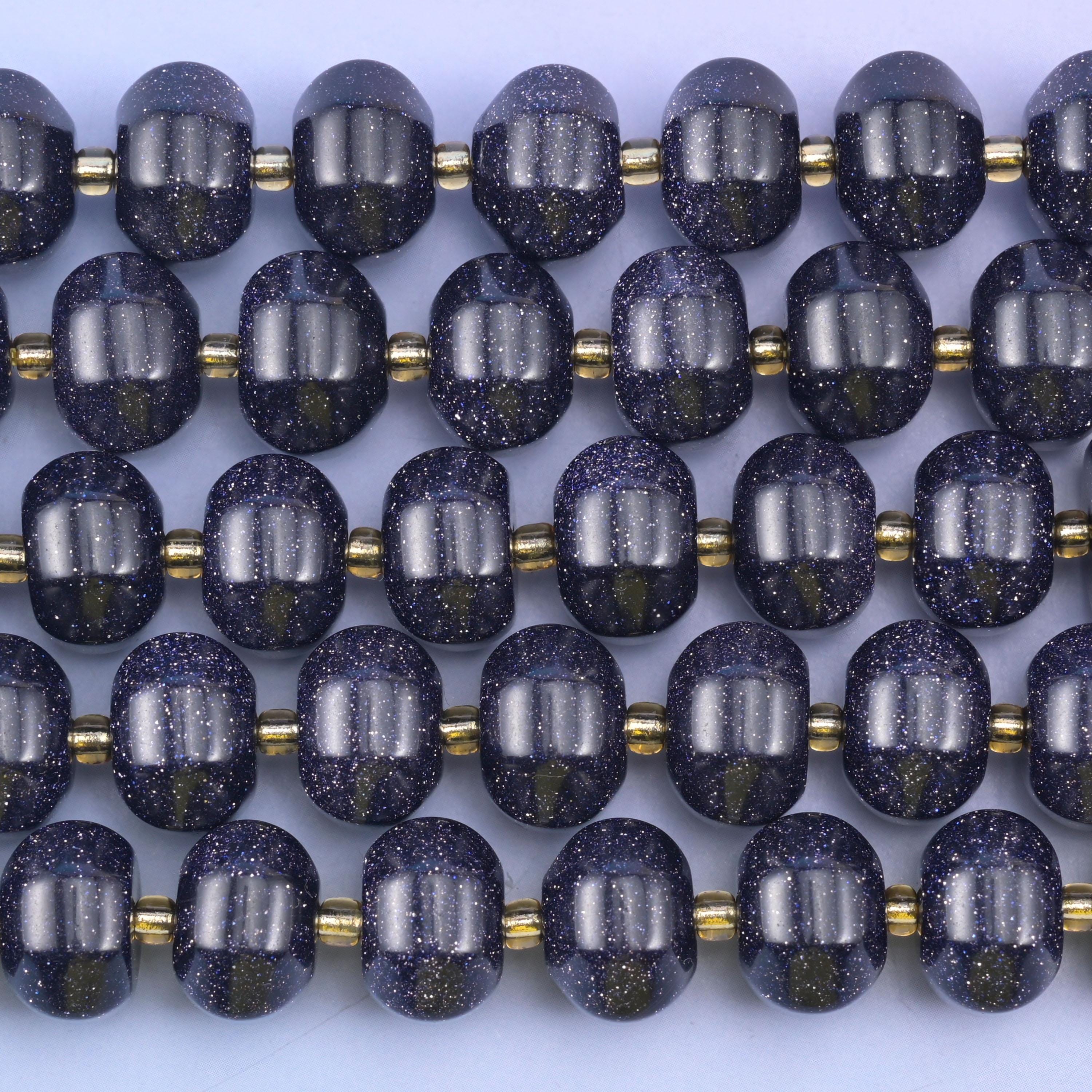 Blue Sandstone Pumpkin Rondelle Beads Jewelry Making Size 12x8mm 15" Strand