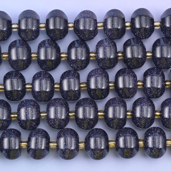 Blue Sandstone Pumpkin Rondelle Beads Jewelry Making Size 12x8mm 15" Strand