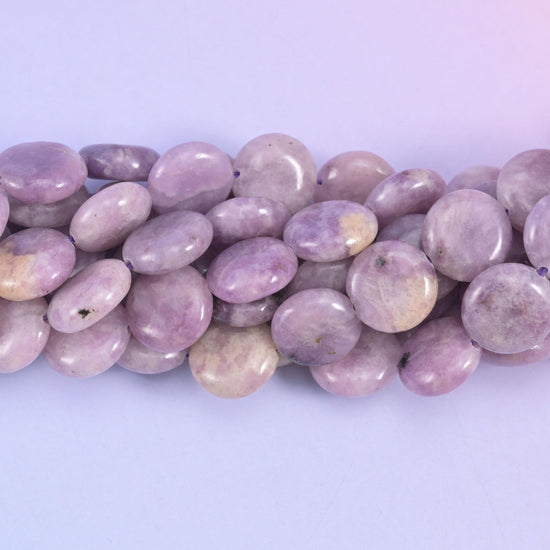 Lepidolite Smooth Coin Beads Size 15mm Jewelry Making 15 Inch Strand