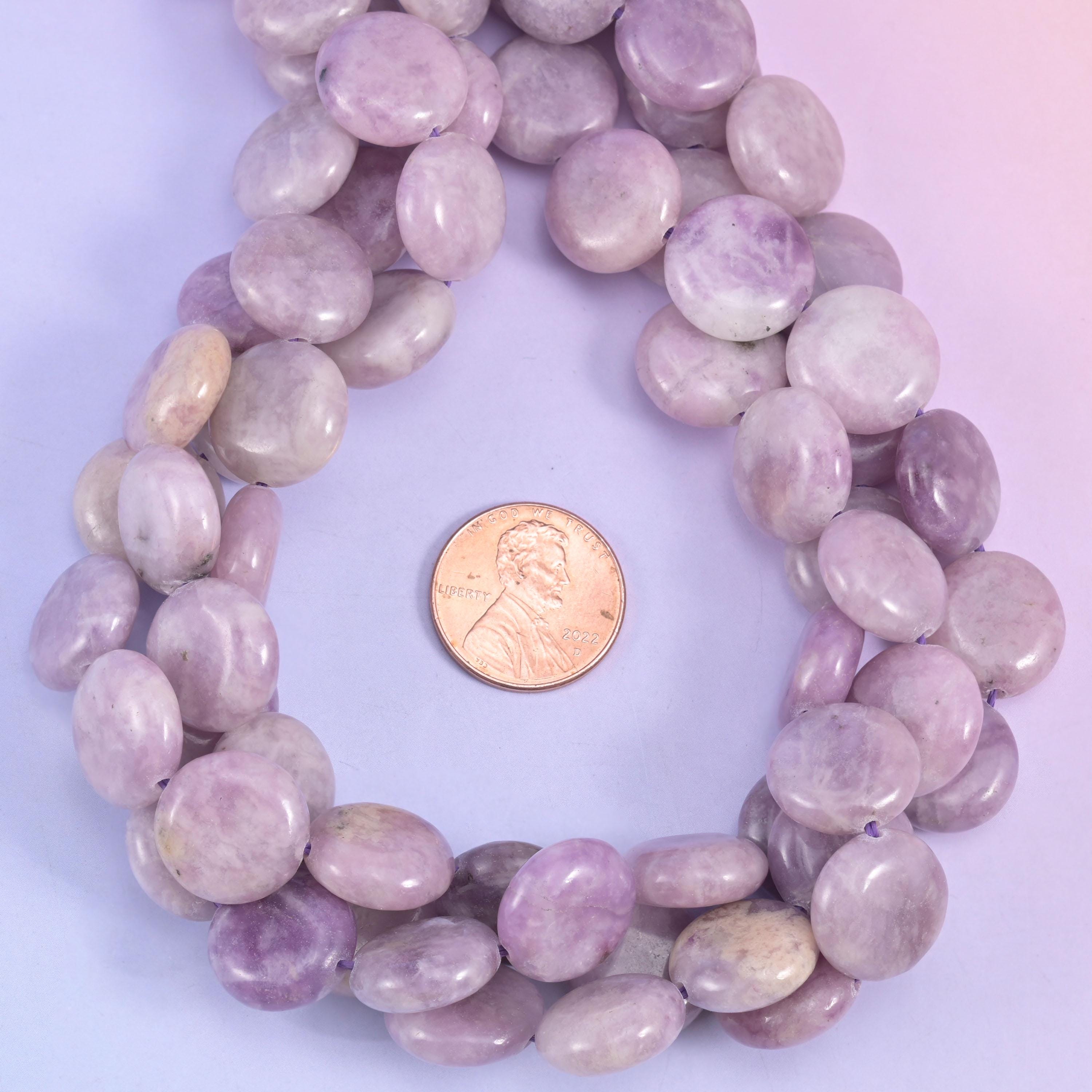 Lepidolite Smooth Coin Beads Size 15mm Jewelry Making 15 Inch Strand
