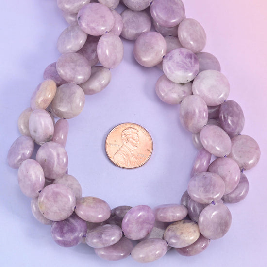 Lepidolite Smooth Coin Beads Size 15mm Jewelry Making 15 Inch Strand