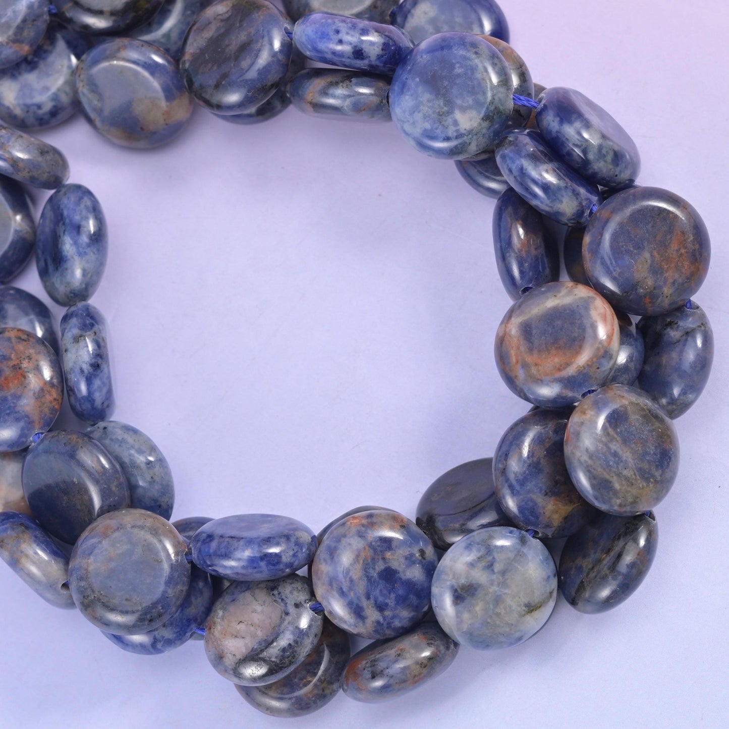 Sodalite Smooth Coin Beads Size 15mm Jewelry Making 15 Inch Strand