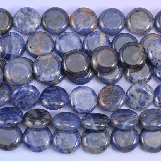 Sodalite Smooth Coin Beads Size 15mm Jewelry Making 15 Inch Strand