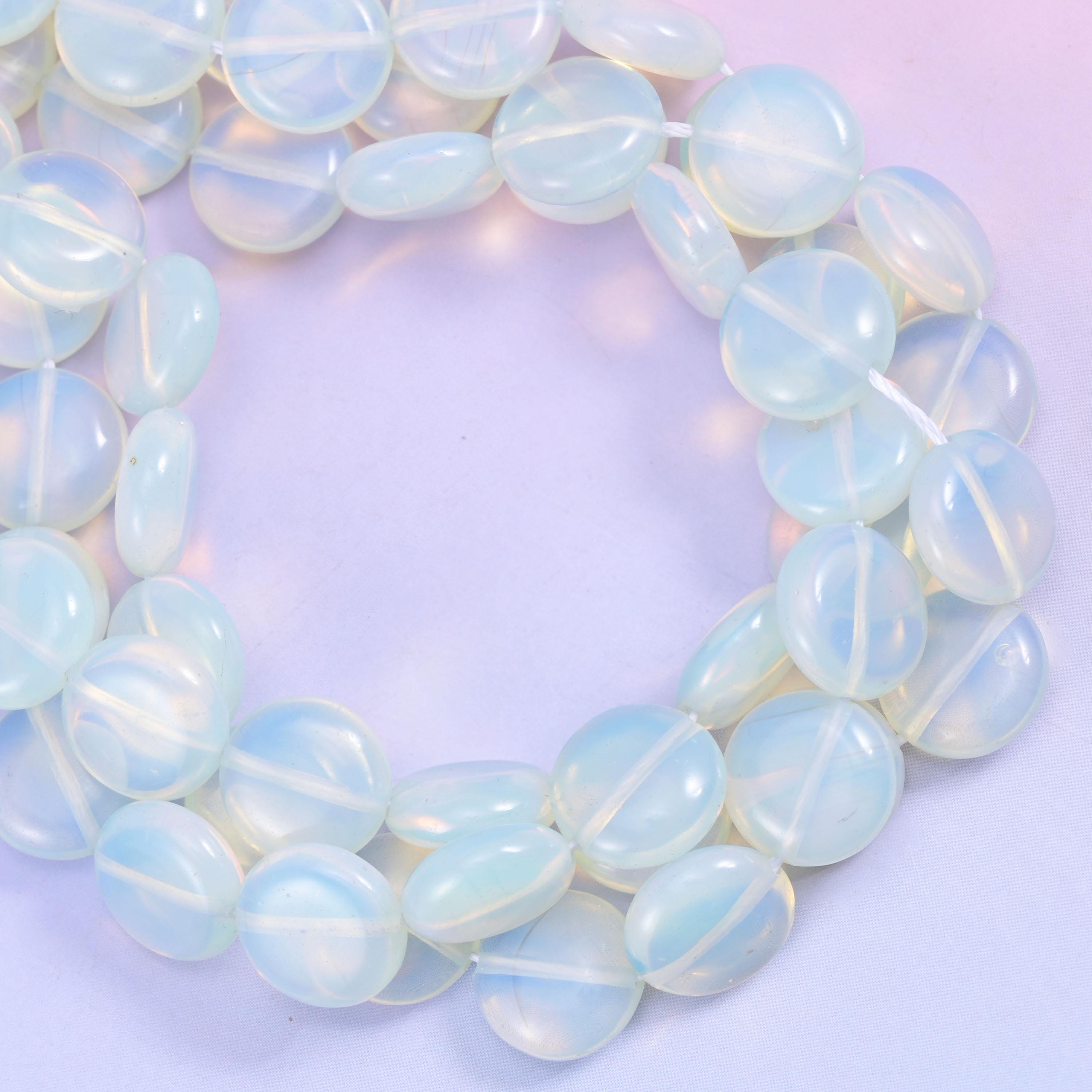 Opalite Smooth Coin Beads Size 15mm Jewelry Making 15 Inch Strand
