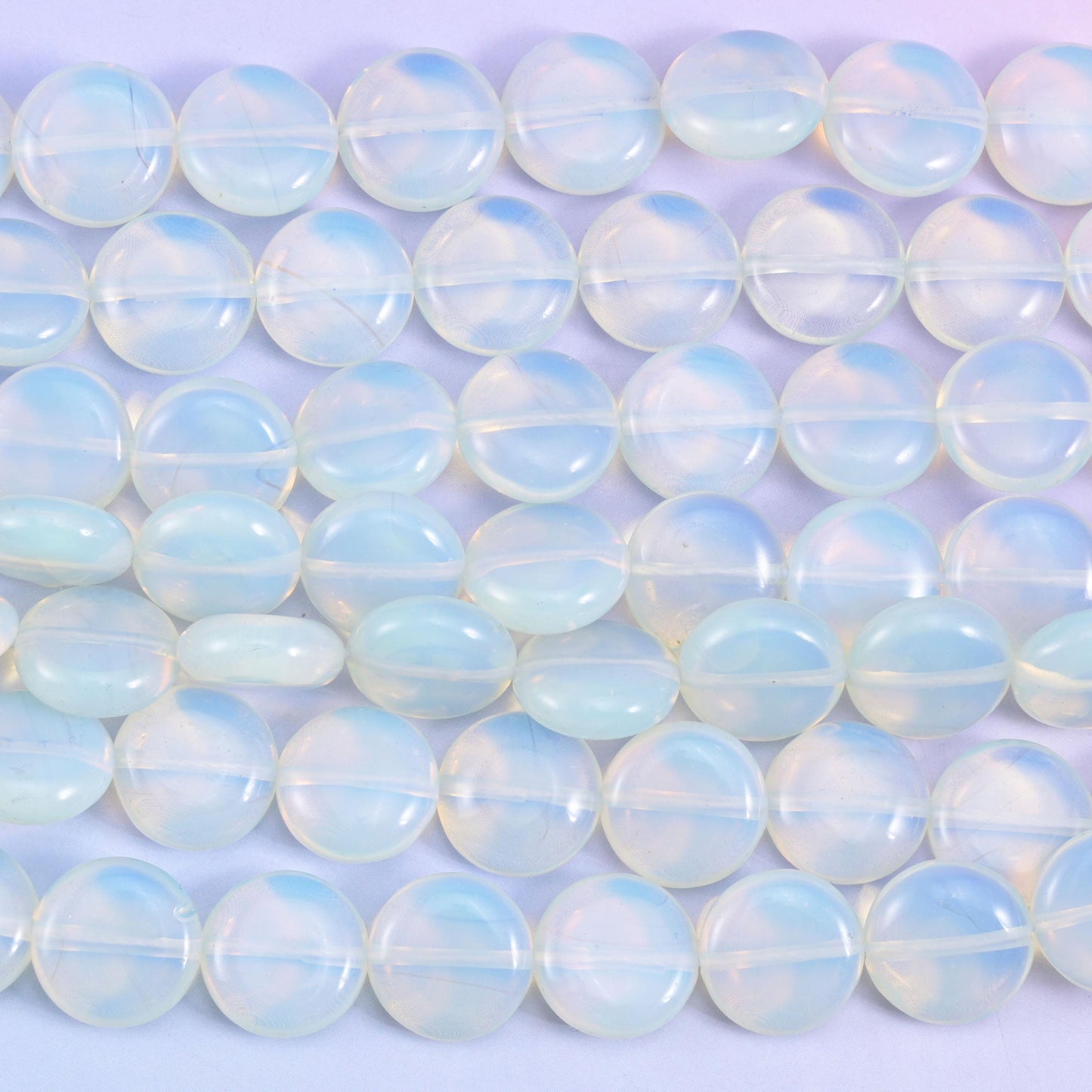 Opalite Smooth Coin Beads Size 15mm Jewelry Making 15 Inch Strand