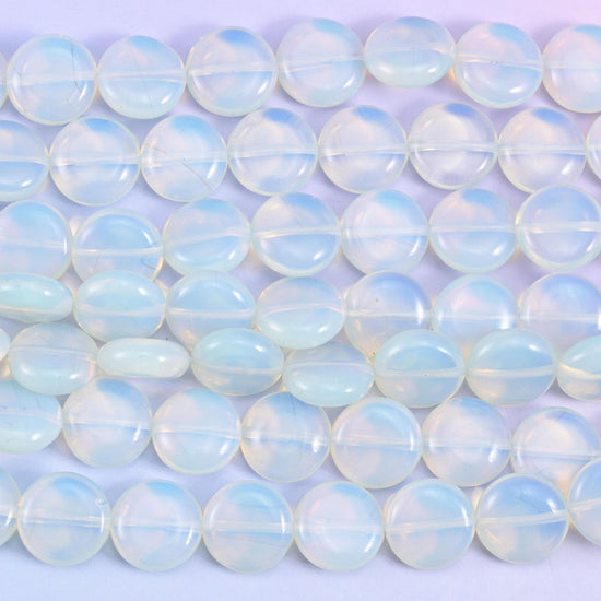 Opalite Smooth Coin Beads Size 15mm Jewelry Making 15 Inch Strand