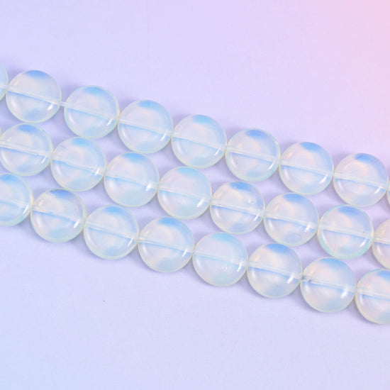 Opalite Smooth Coin Beads Size 15mm Jewelry Making 15 Inch Strand