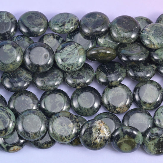Kambaba Jasper Smooth Coin Beads Size 15mm Jewelry Making 15 Inch Strand