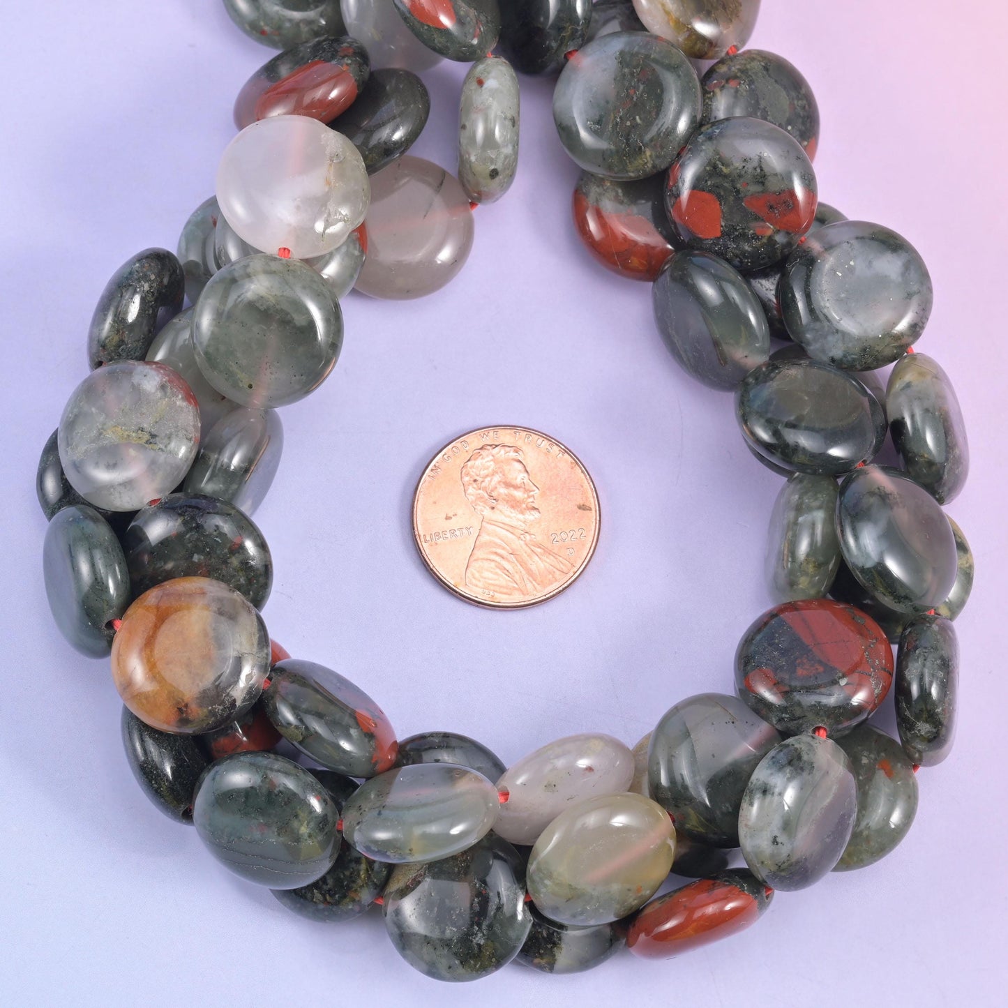 African Bloodstone Smooth Coin Beads Size 15mm Jewelry Making 15 Inch Strand