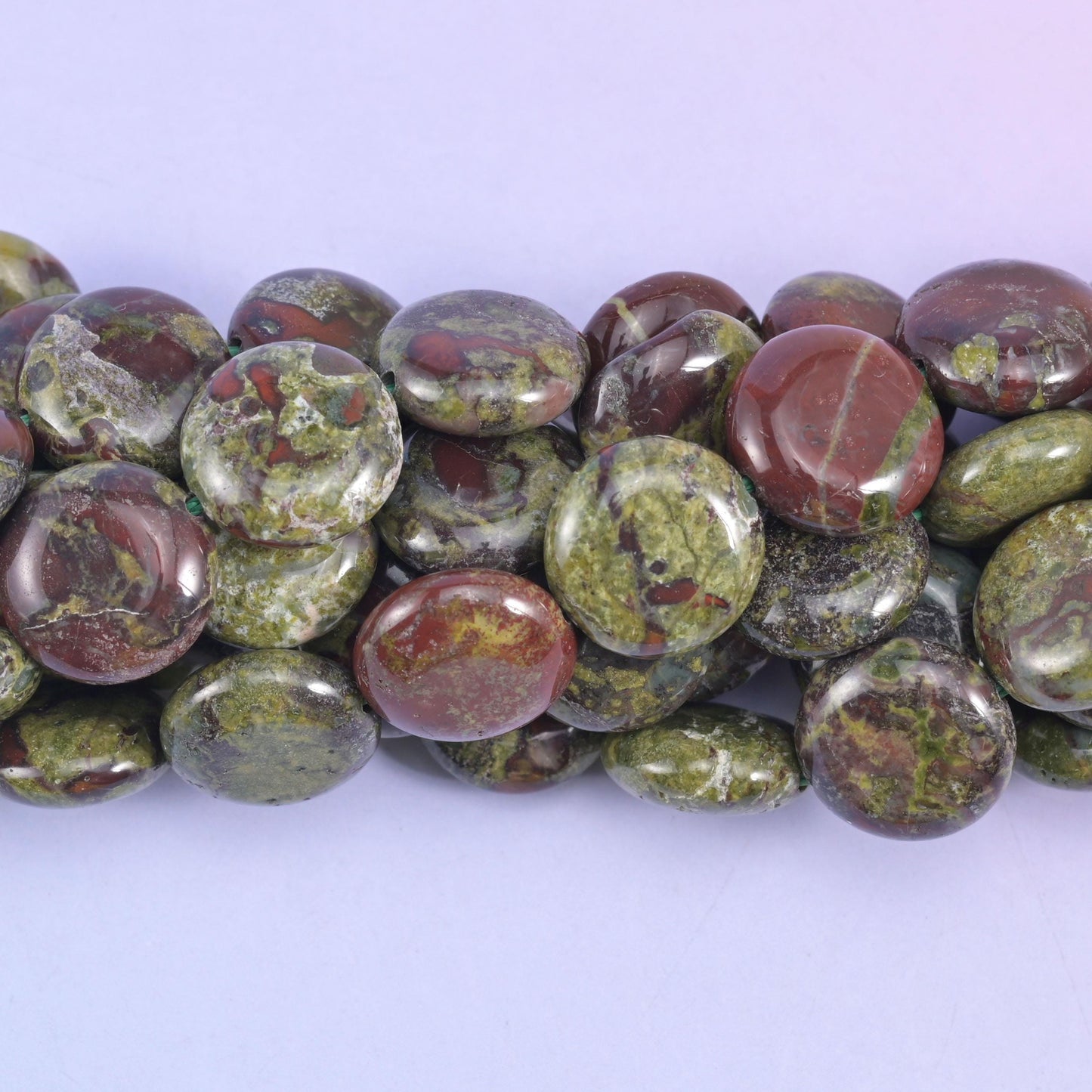 Dragon Bloodstone Smooth Coin Beads Size 15mm Jewelry Making 15 Inch Strand