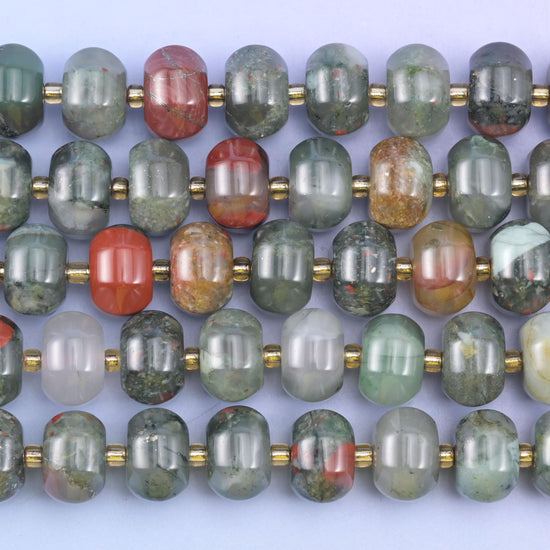 African Bloodstone Pumpkin Rondelle Beads Jewelry Making Size 12x8mm 15" Strand