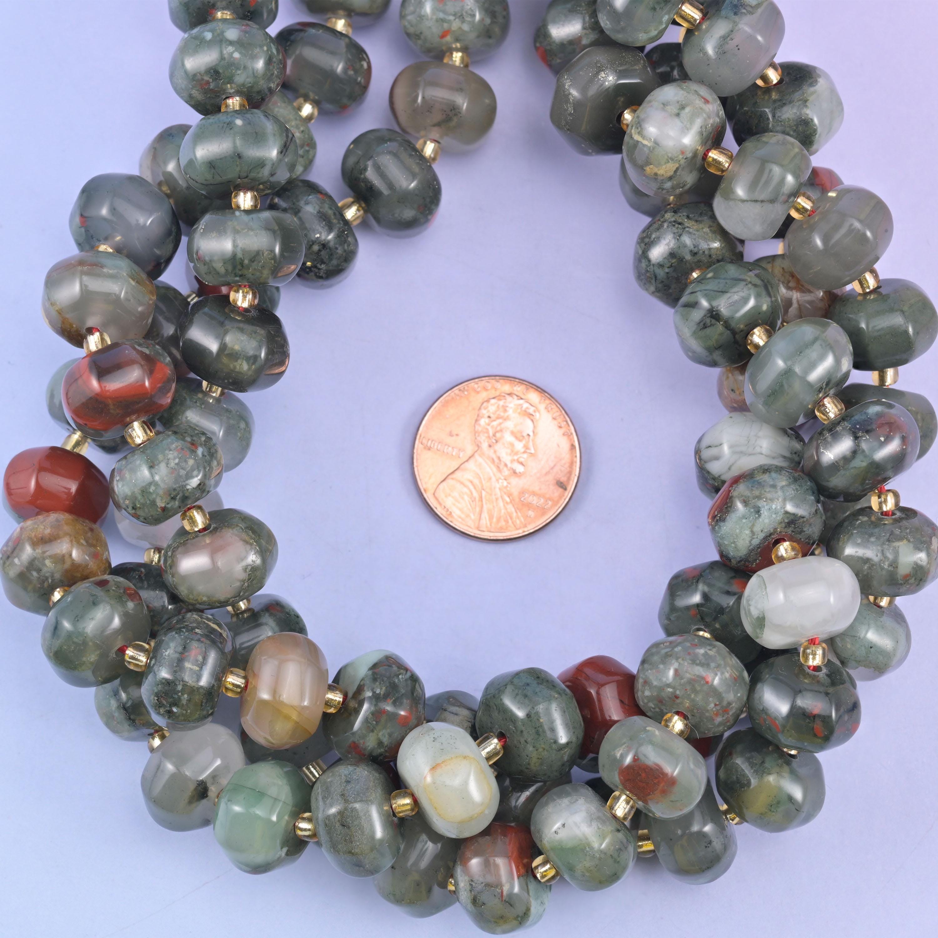 African Bloodstone Pumpkin Rondelle Beads Jewelry Making Size 12x8mm 15" Strand