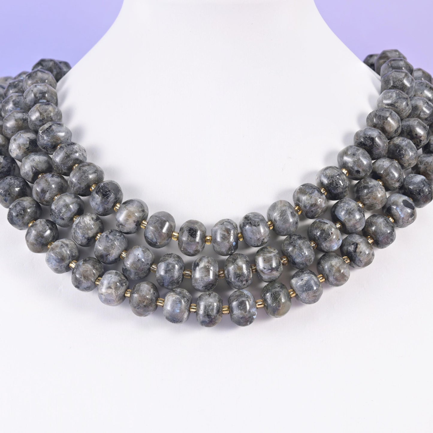Black Labradorite Pumpkin Rondelle Beads Jewelry Making Size 12x8mm 15" Strand