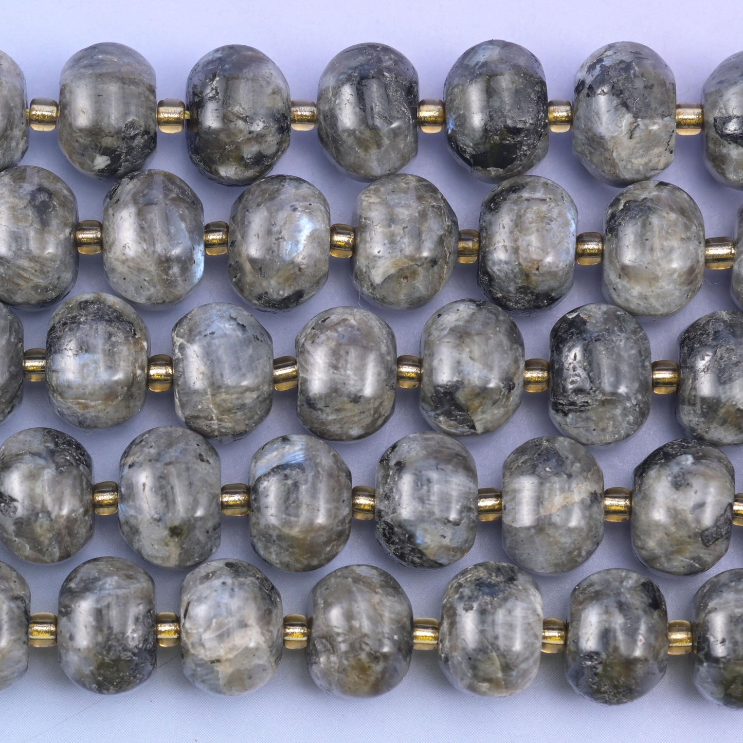 Black Labradorite Pumpkin Rondelle Beads Jewelry Making Size 12x8mm 15" Strand