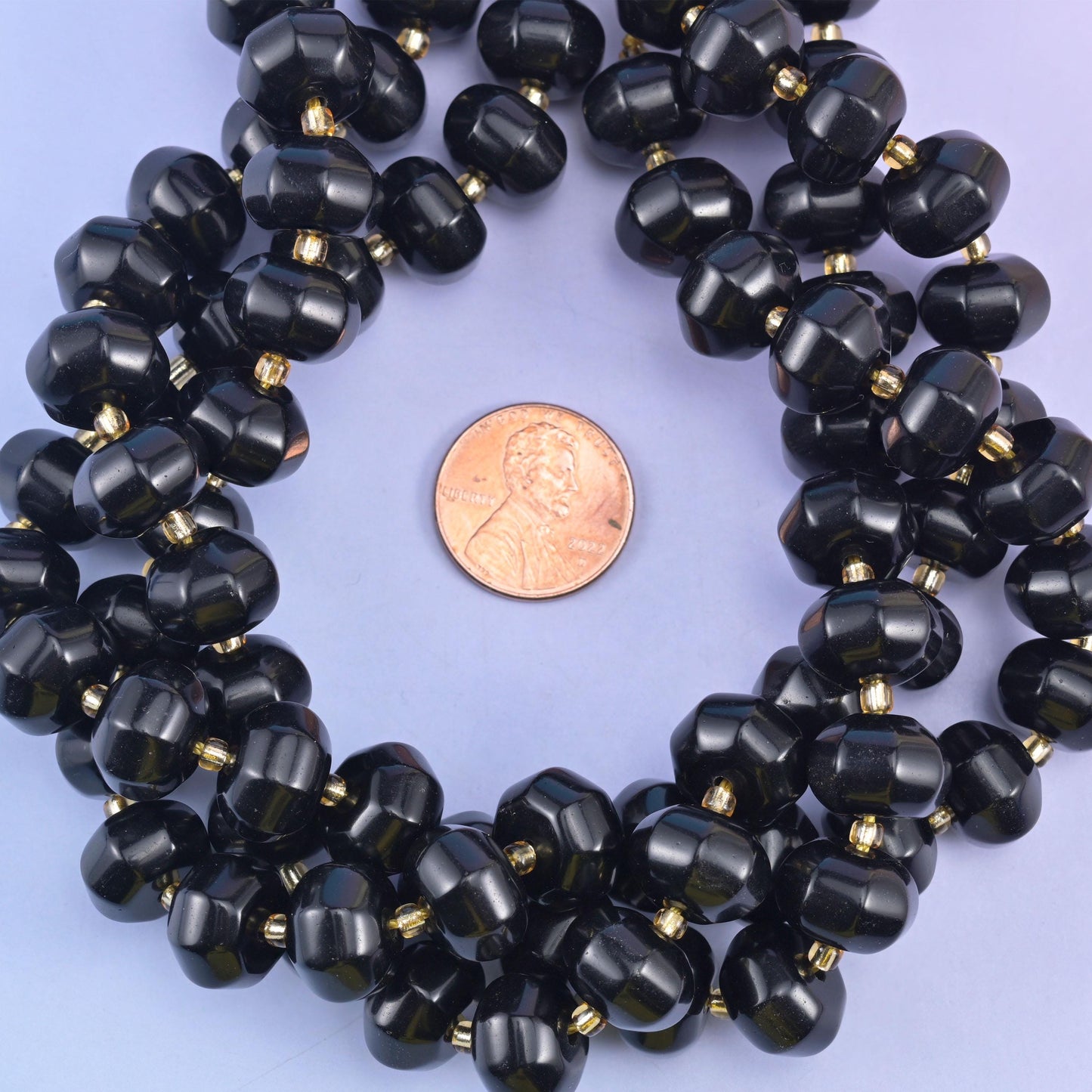 Black Obsidian Pumpkin Rondelle Beads Jewelry Making Size 12x8mm 15" Strand