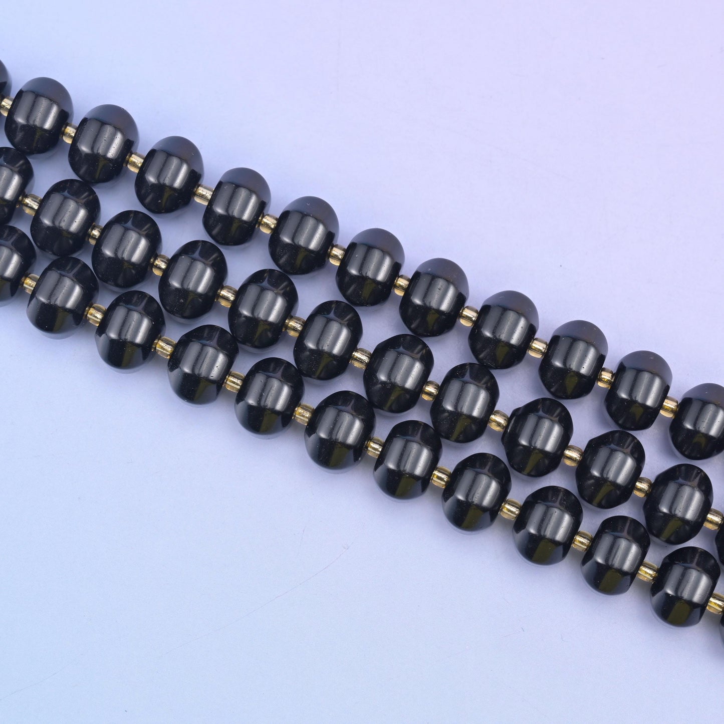 Black Obsidian Pumpkin Rondelle Beads Jewelry Making Size 12x8mm 15" Strand