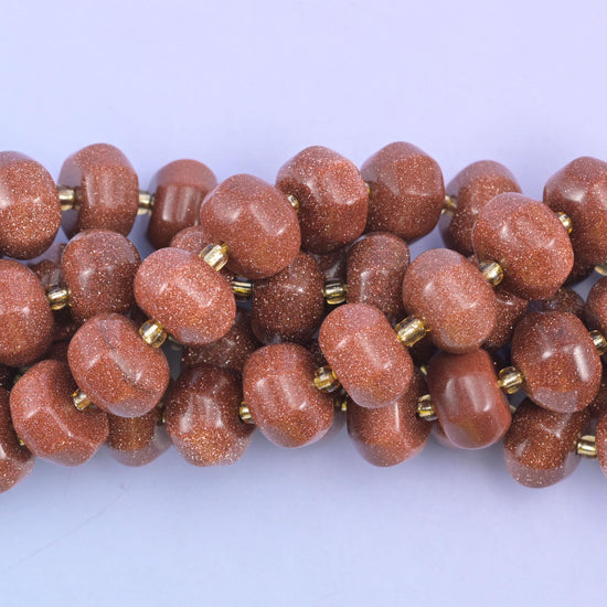Gold Sandstone Pumpkin Rondelle Beads Jewelry Making Size 12x8mm 15" Strand