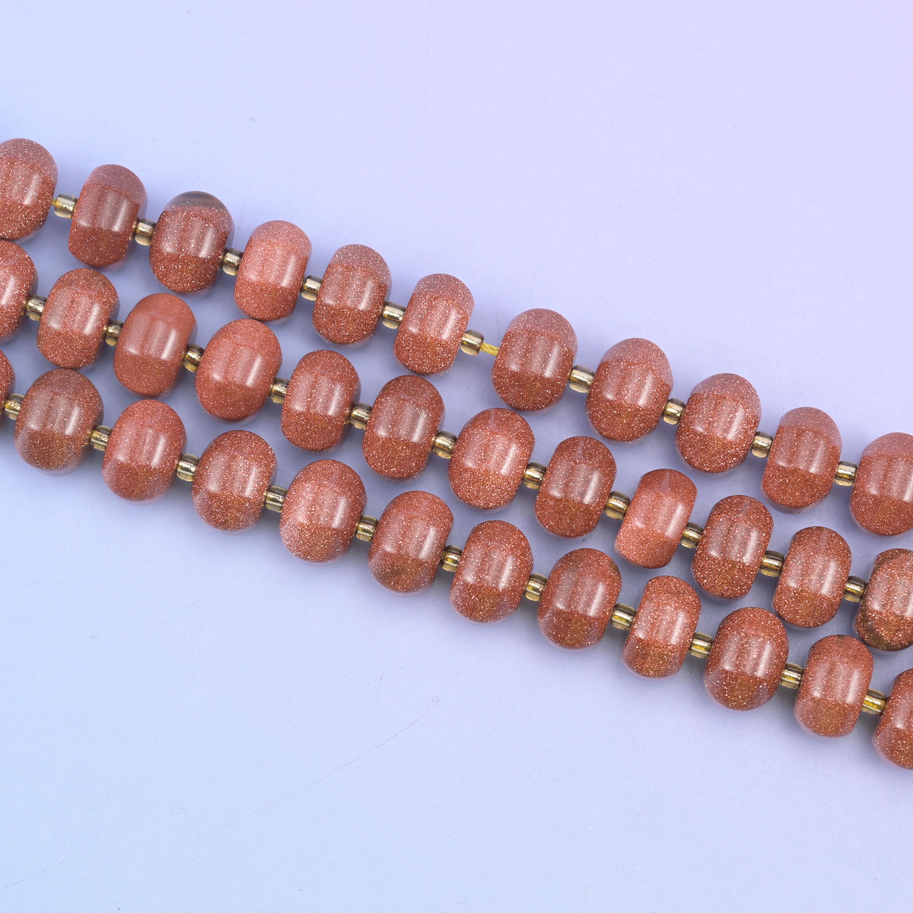 Gold Sandstone Pumpkin Rondelle Beads Jewelry Making Size 12x8mm 15" Strand