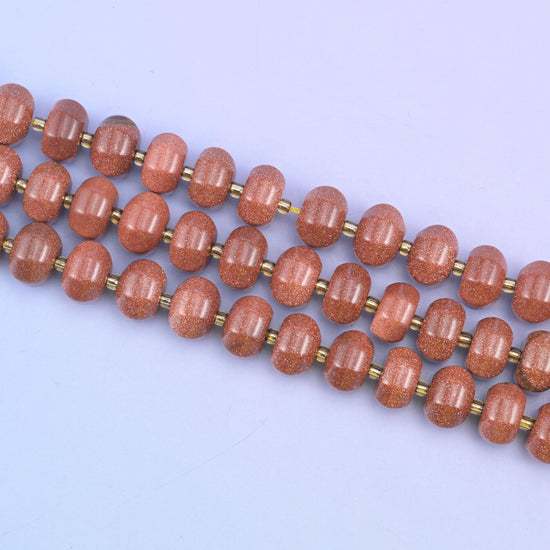 Gold Sandstone Pumpkin Rondelle Beads Jewelry Making Size 12x8mm 15" Strand