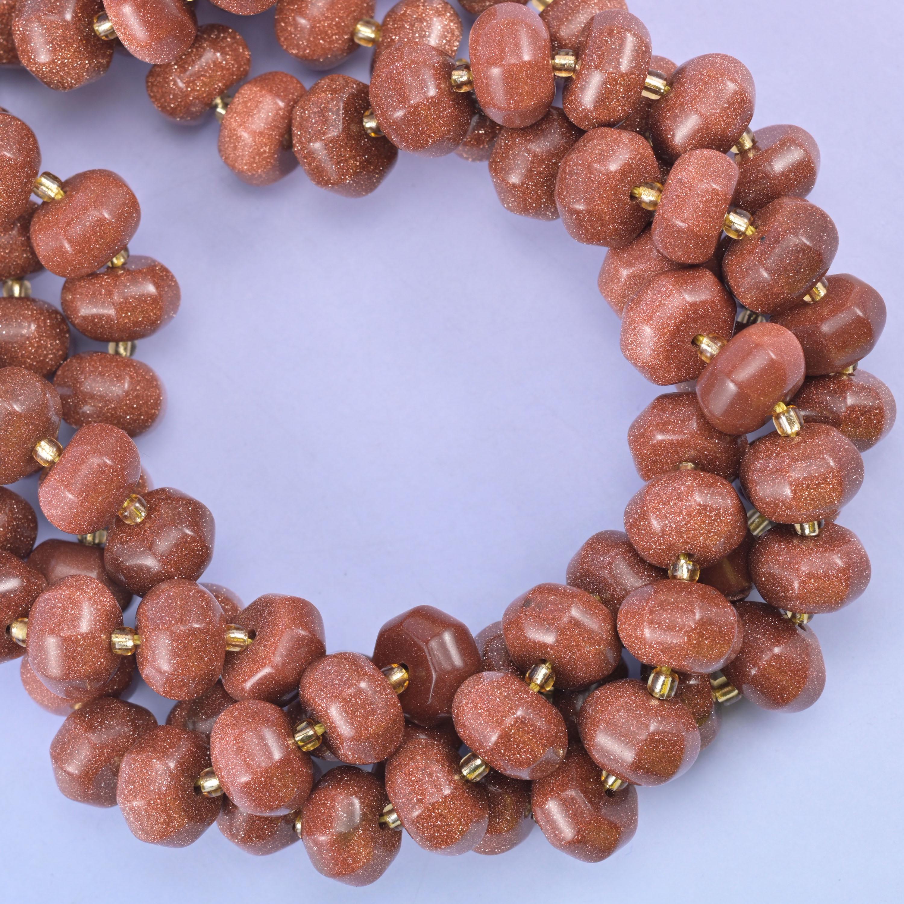Gold Sandstone Pumpkin Rondelle Beads Jewelry Making Size 12x8mm 15" Strand