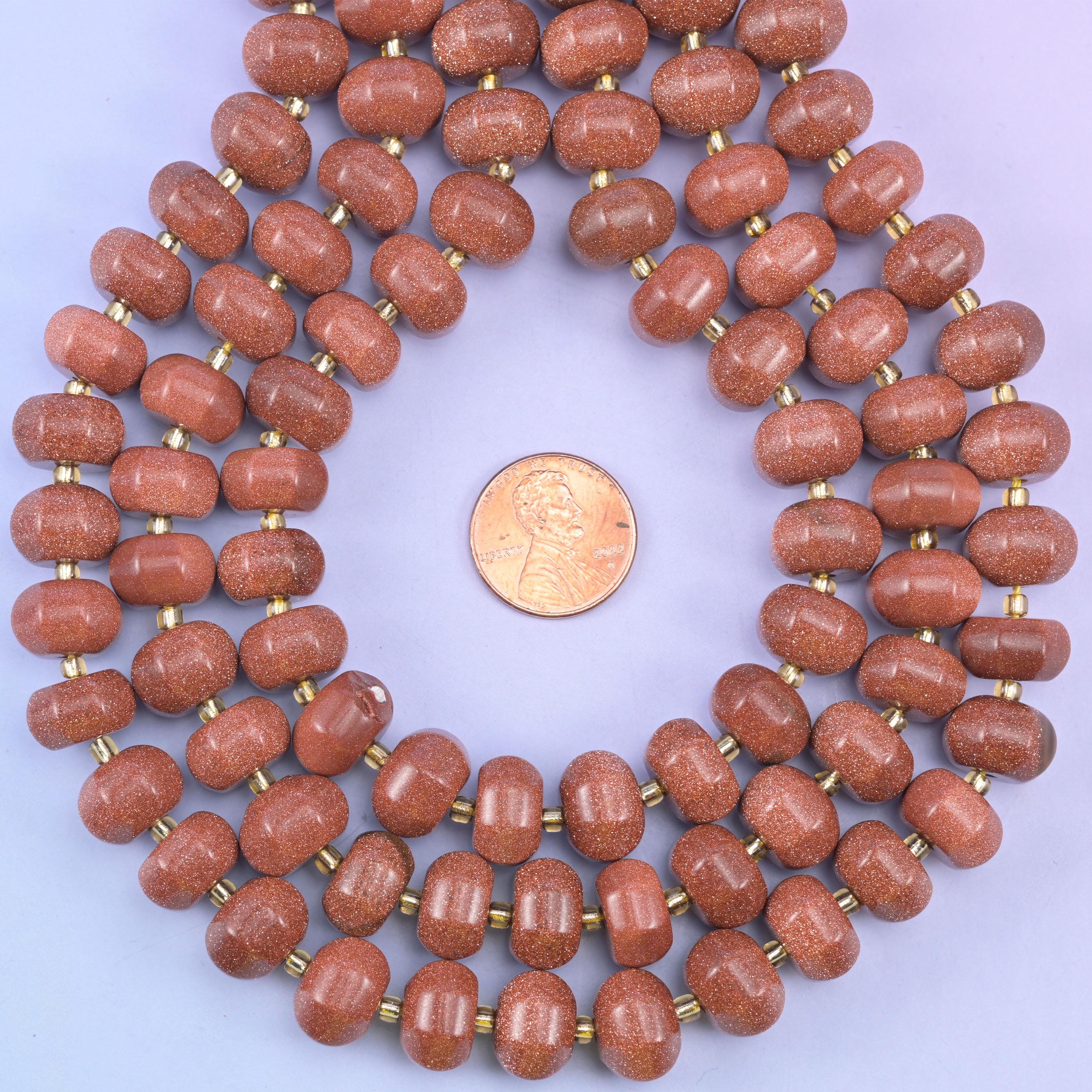 Gold Sandstone Pumpkin Rondelle Beads Jewelry Making Size 12x8mm 15" Strand