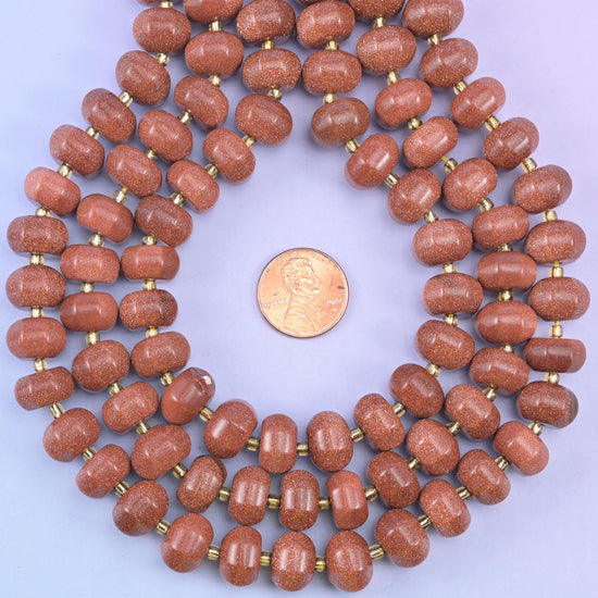 Gold Sandstone Pumpkin Rondelle Beads Jewelry Making Size 12x8mm 15" Strand