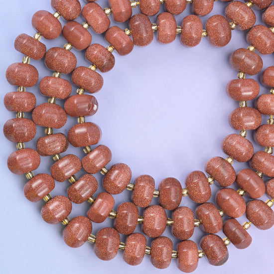 Gold Sandstone Pumpkin Rondelle Beads Jewelry Making Size 12x8mm 15" Strand