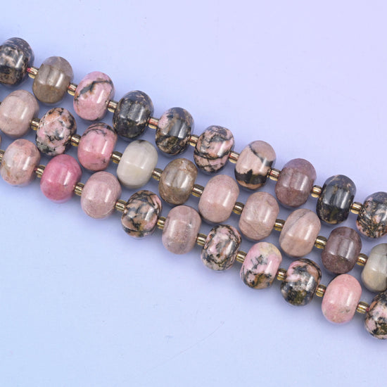 Rhodonite Pumpkin Rondelle Beads Jewelry Making Size 12x8mm 15" Strand