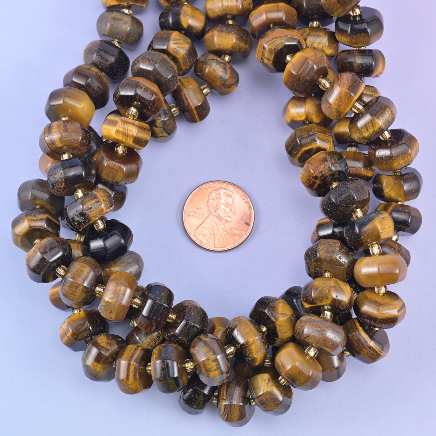Tiger Eye Pumpkin Rondelle Beads Jewelry Making Size 12x8mm 15" Strand