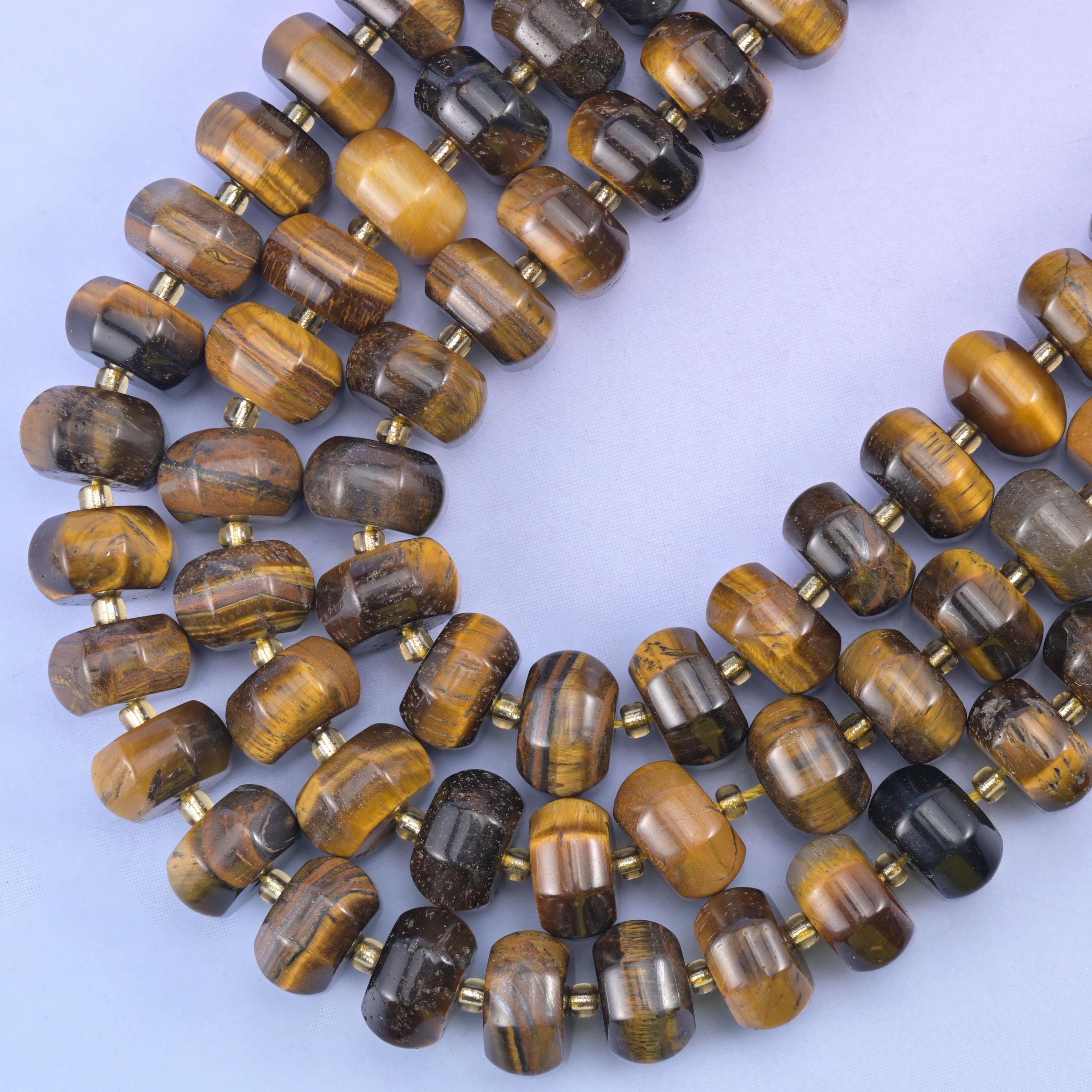 Tiger Eye Pumpkin Rondelle Beads Jewelry Making Size 12x8mm 15" Strand