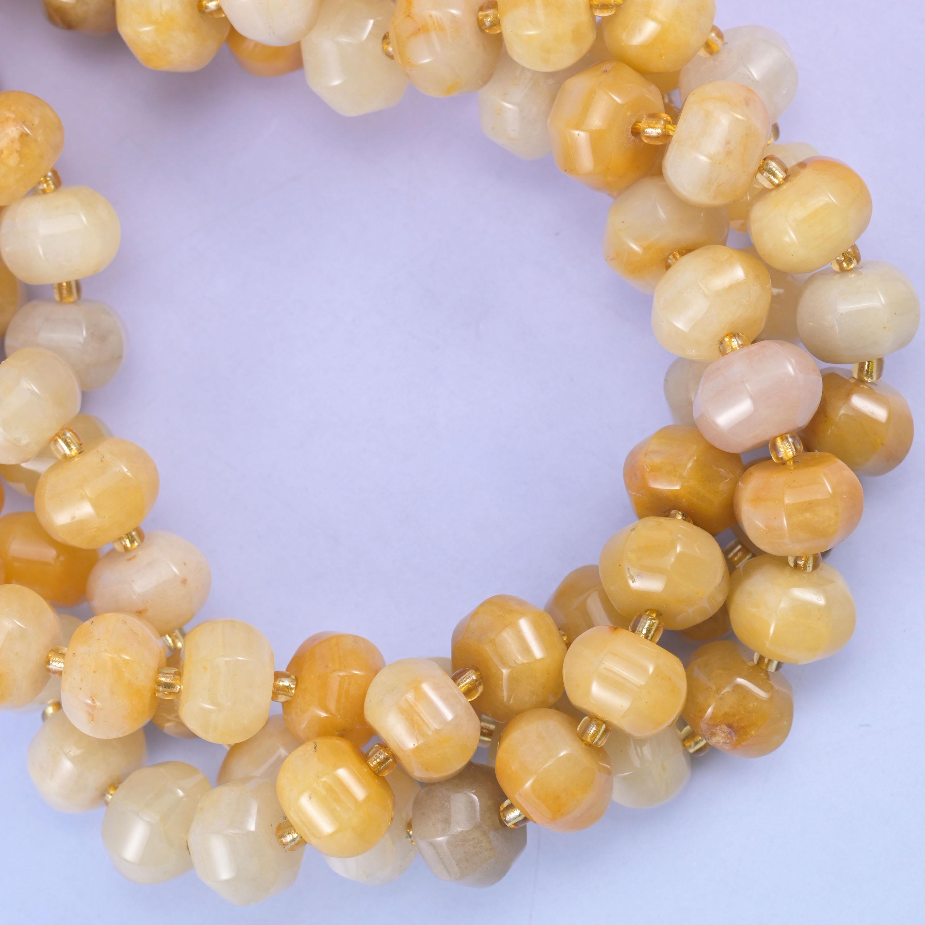 Yellow Jade Pumpkin Rondelle Beads Jewelry Making Size 12x8mm 15" Strand