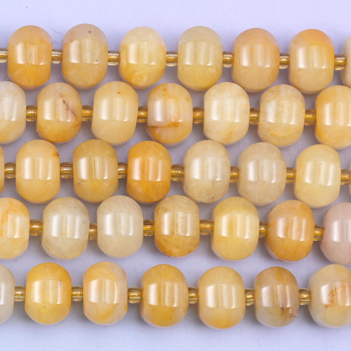 Yellow Jade Pumpkin Rondelle Beads Jewelry Making Size 12x8mm 15" Strand