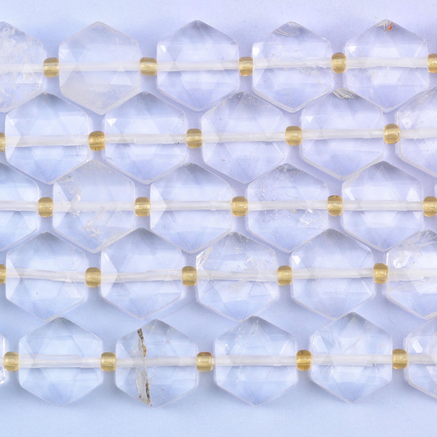 Transparent Clear Quartz Flat Faceted Hexagon Beads Size 12mm Jewelry Making 15.5 Inch Strand