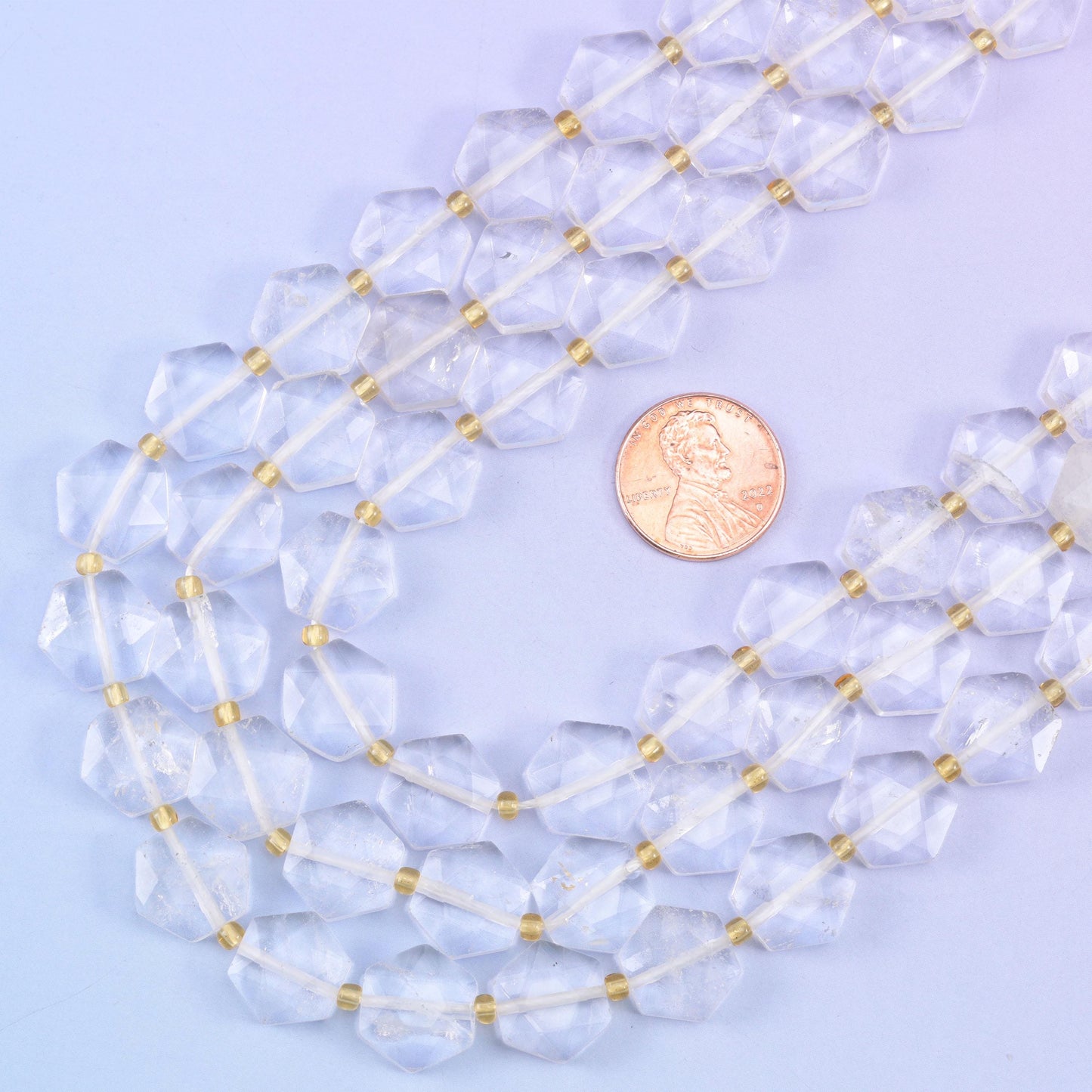 Transparent Clear Quartz Flat Faceted Hexagon Beads Size 12mm Jewelry Making 15.5 Inch Strand