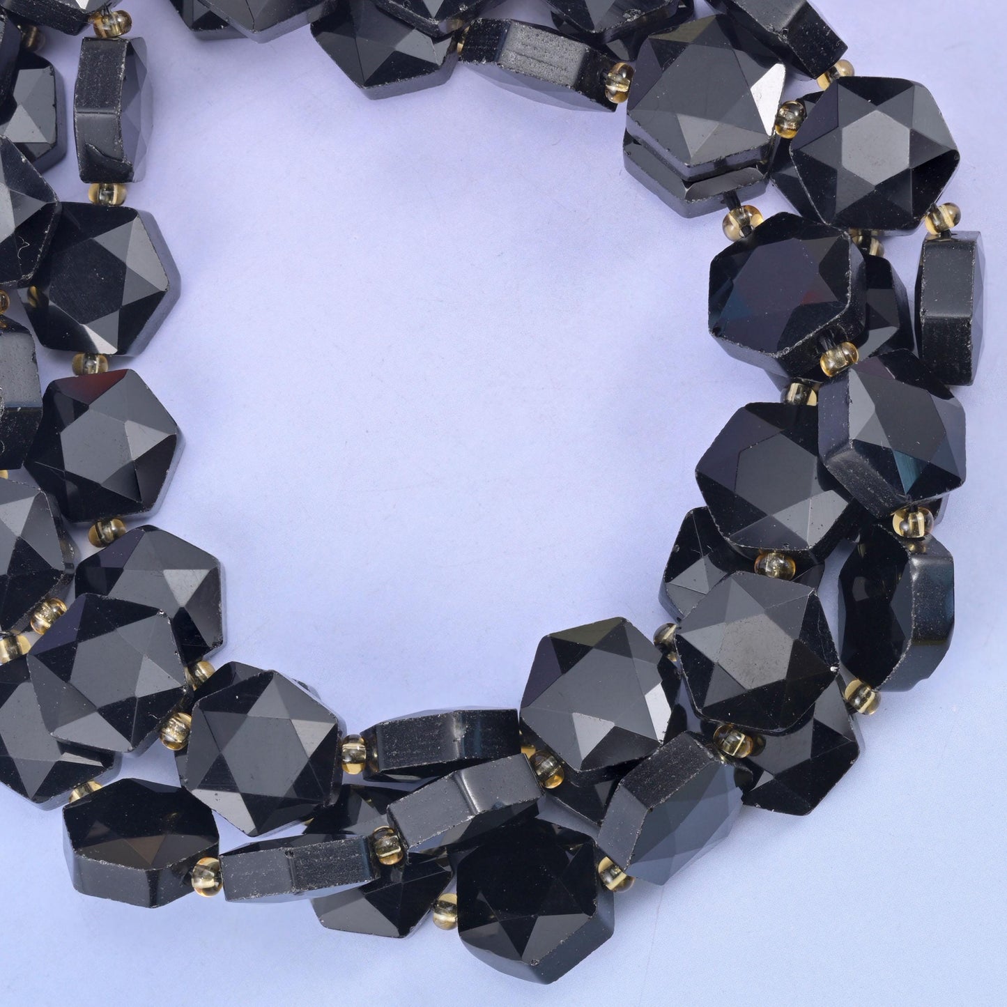Black Obsidian Flat Faceted Hexagon Beads Size 12mm Jewelry Making 15.5 Inch Strand