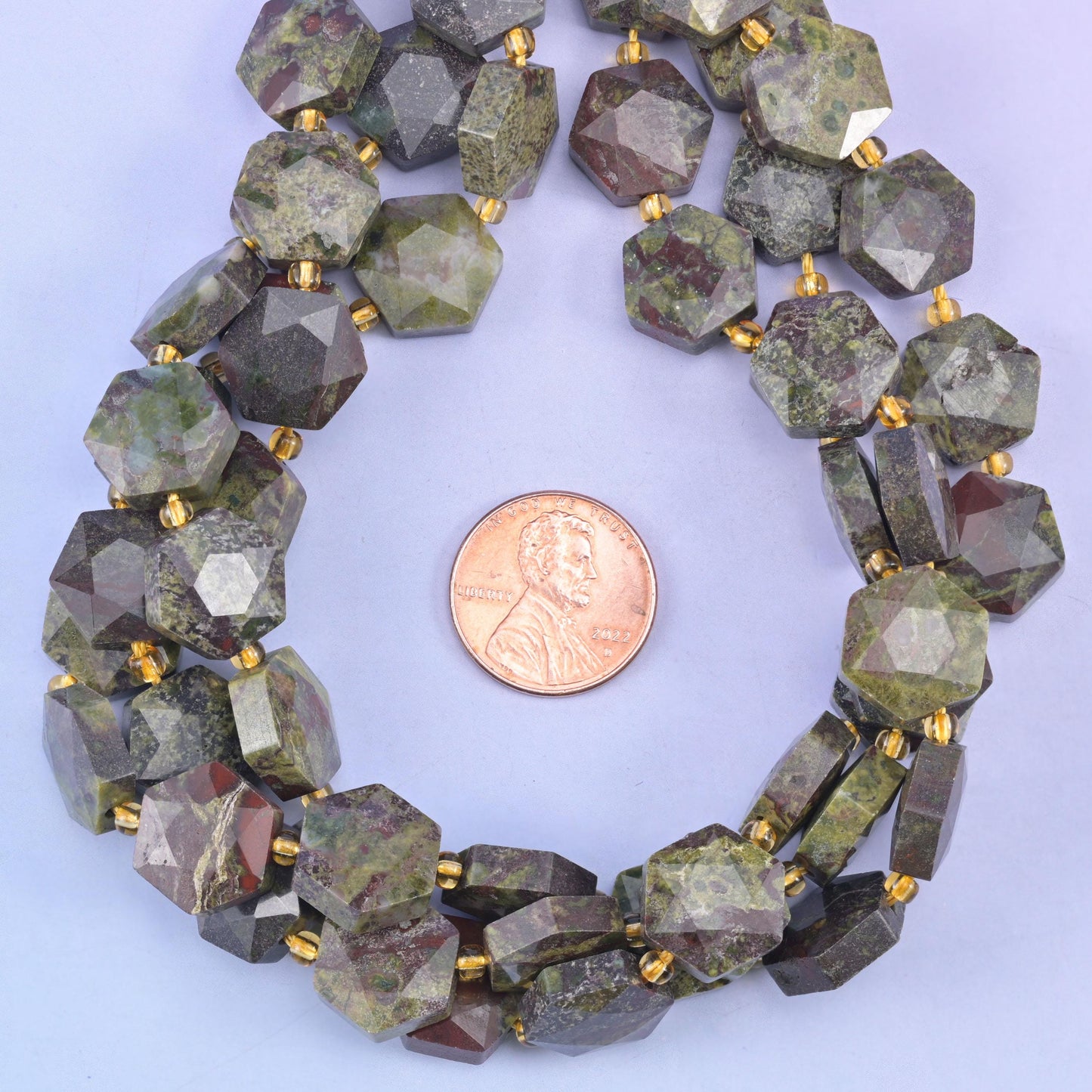 Dragon Bloodstone Flat Faceted Hexagon Beads Size 12mm Jewelry Making 15.5 Inch Strand
