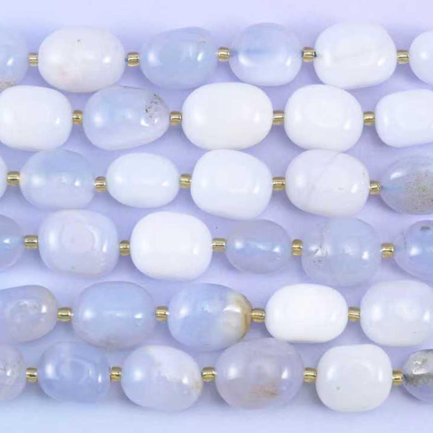 Blue White Chalcedony Nugget Oval Beads Size 10-17mm Jewelry Making 15.5 Inch Strand