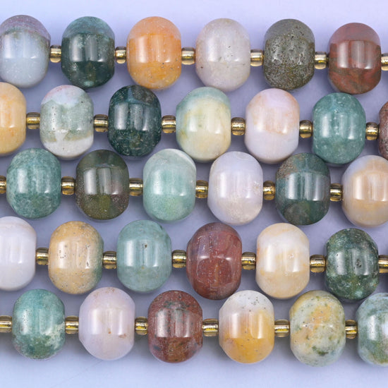 Indian Agate Smooth Pumpkin Rondelle Beads Jewelry Making Size 12x8mm 15" Strand