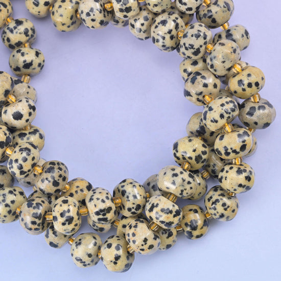 Dalmatian Jasper Pumpkin Rondelle Beads Jewelry Making Size 12x8mm 15" Strand