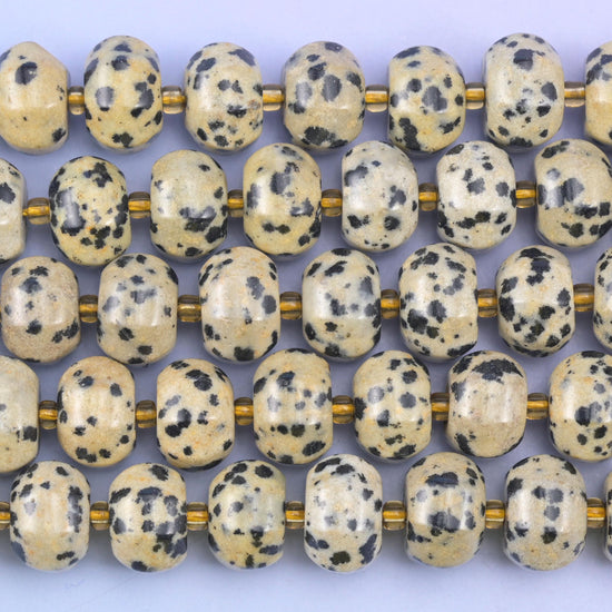 Dalmatian Jasper Pumpkin Rondelle Beads Jewelry Making Size 12x8mm 15" Strand