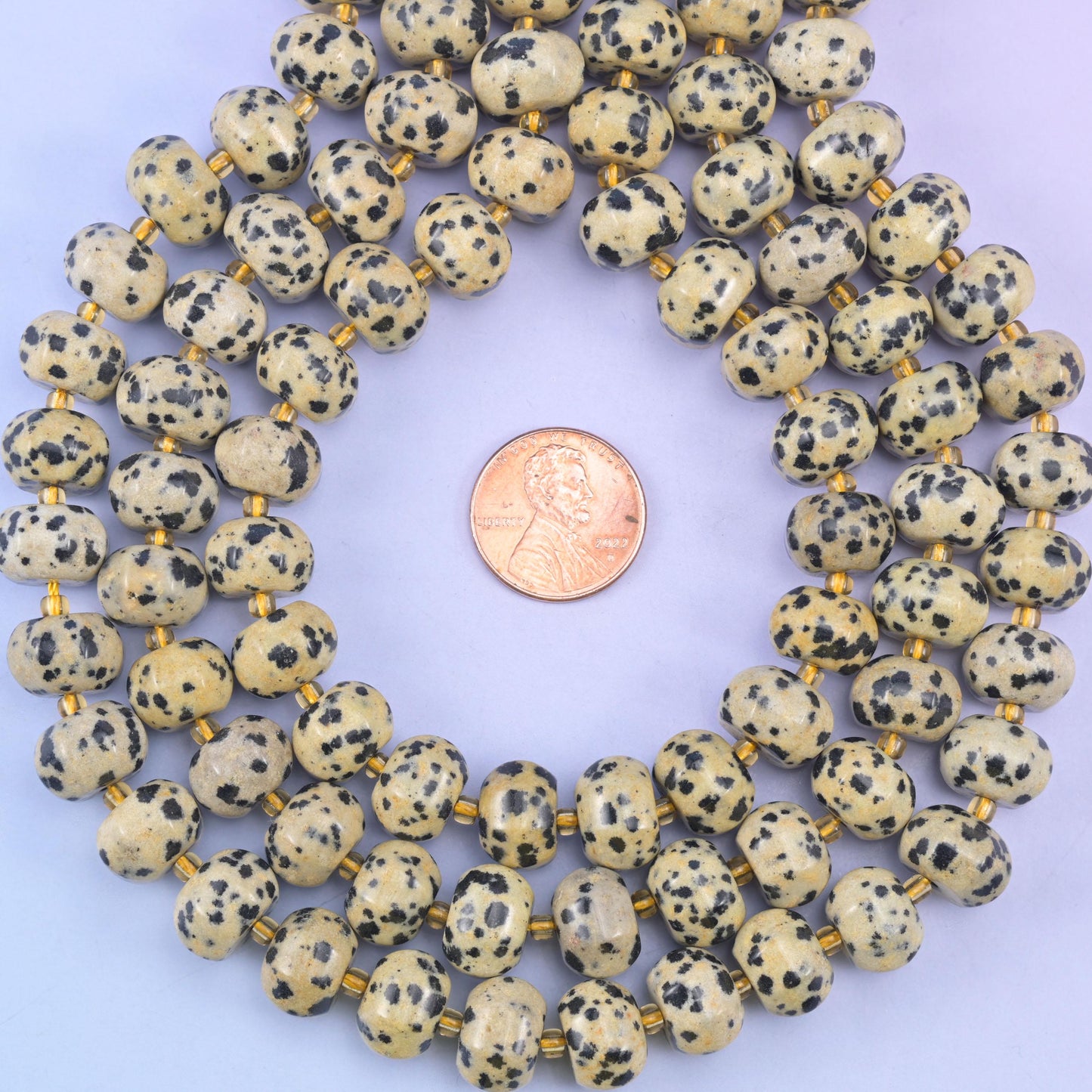 Dalmatian Jasper Pumpkin Rondelle Beads Jewelry Making Size 12x8mm 15" Strand