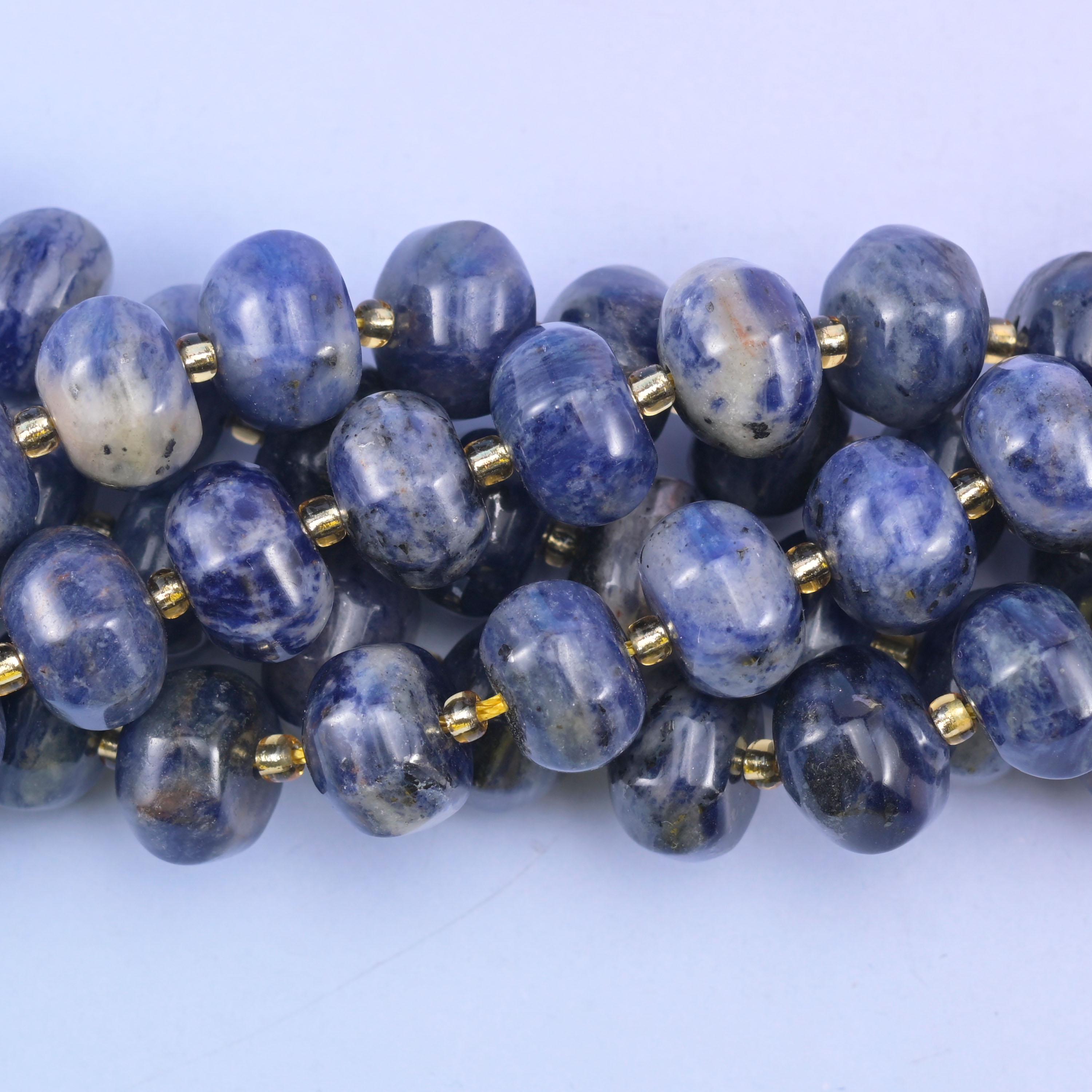 Sodalite Pumpkin Rondelle Beads Jewelry Making Size 12x8mm 15" Strand