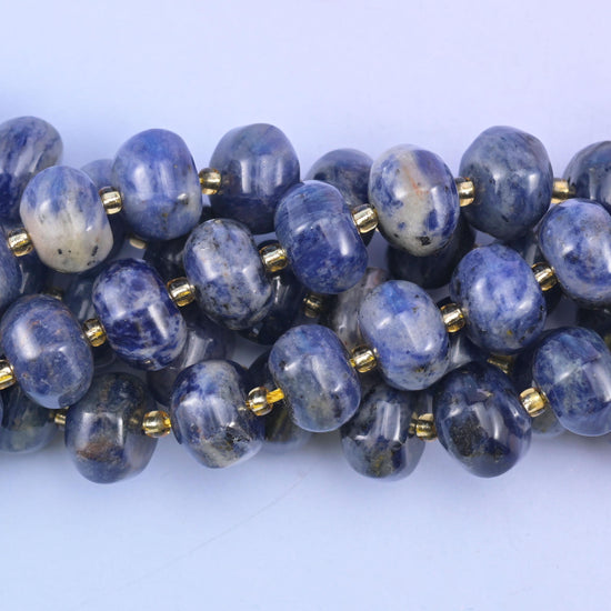 Sodalite Pumpkin Rondelle Beads Jewelry Making Size 12x8mm 15" Strand