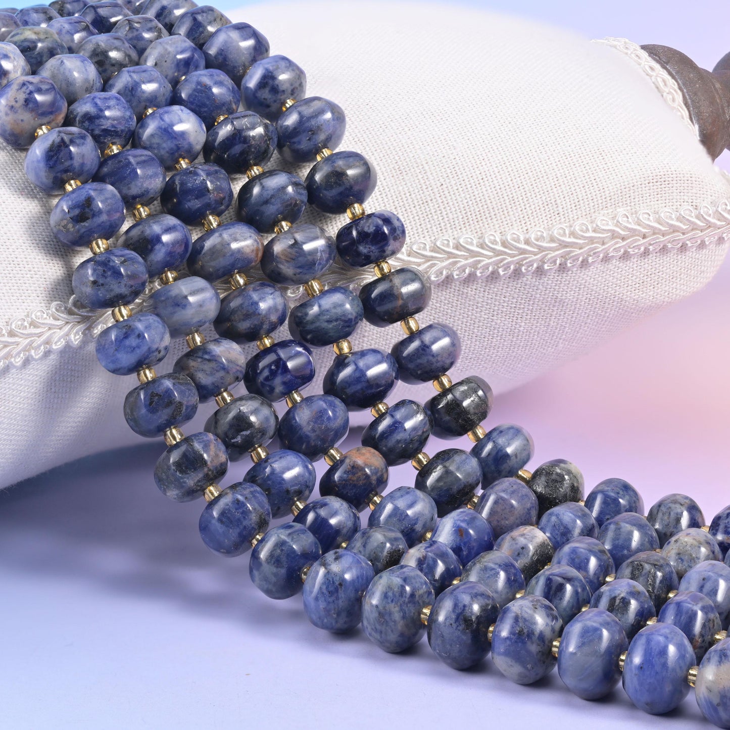 Sodalite Pumpkin Rondelle Beads Jewelry Making Size 12x8mm 15" Strand