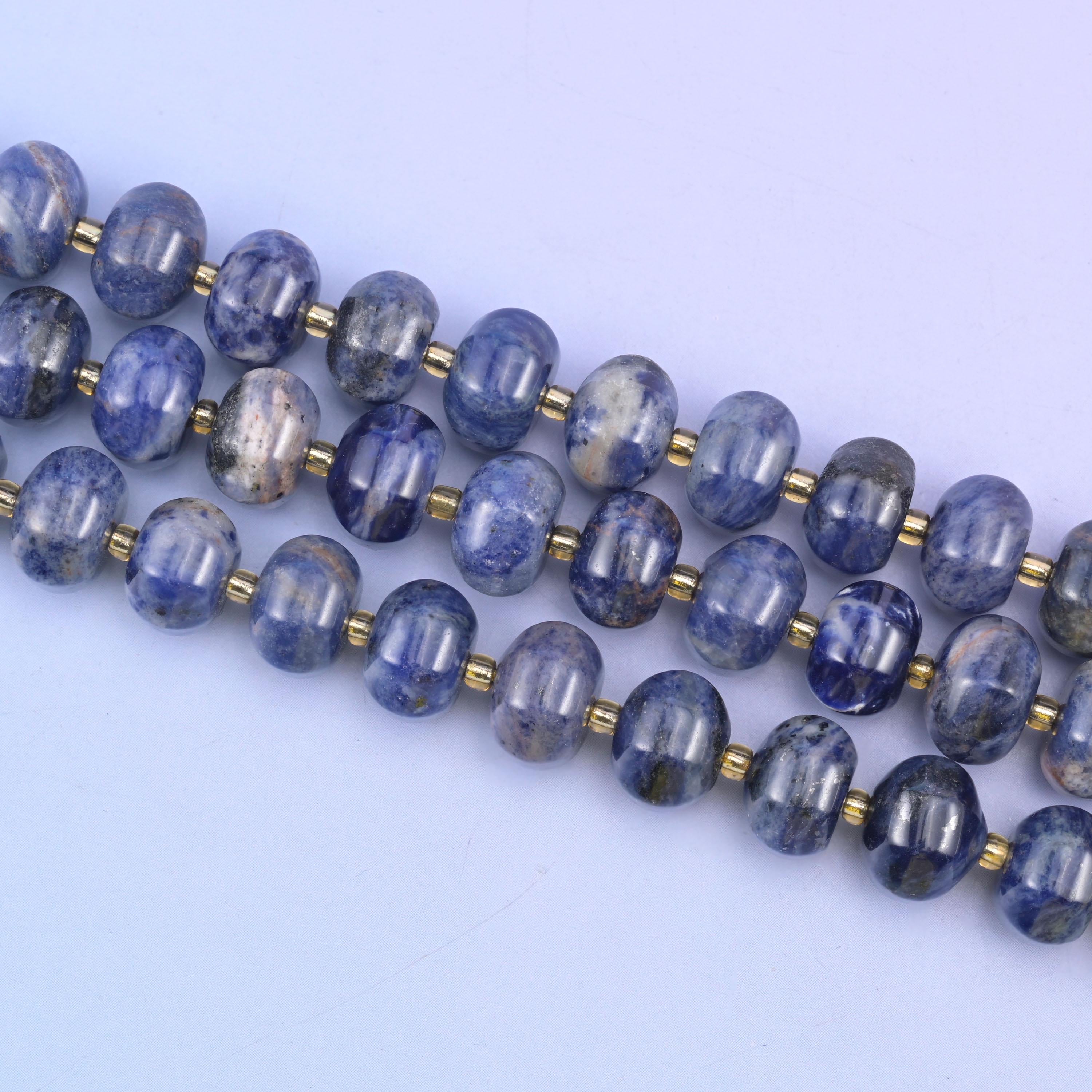 Sodalite Pumpkin Rondelle Beads Jewelry Making Size 12x8mm 15" Strand