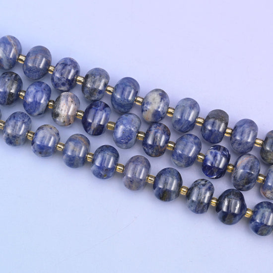 Sodalite Pumpkin Rondelle Beads Jewelry Making Size 12x8mm 15" Strand