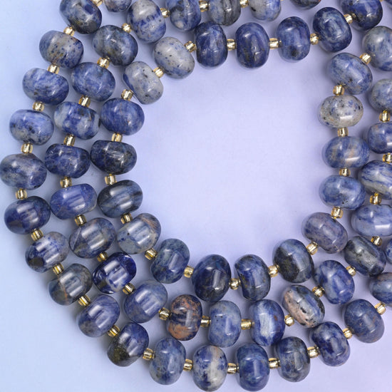 Sodalite Pumpkin Rondelle Beads Jewelry Making Size 12x8mm 15" Strand